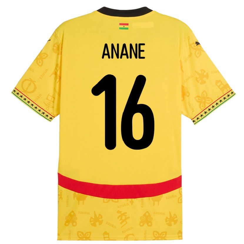Danxen Kinder Ghana Vincent Anane #16 Gelb Auswärtstrikot Trikot 24-26 T-Shirt Schweiz