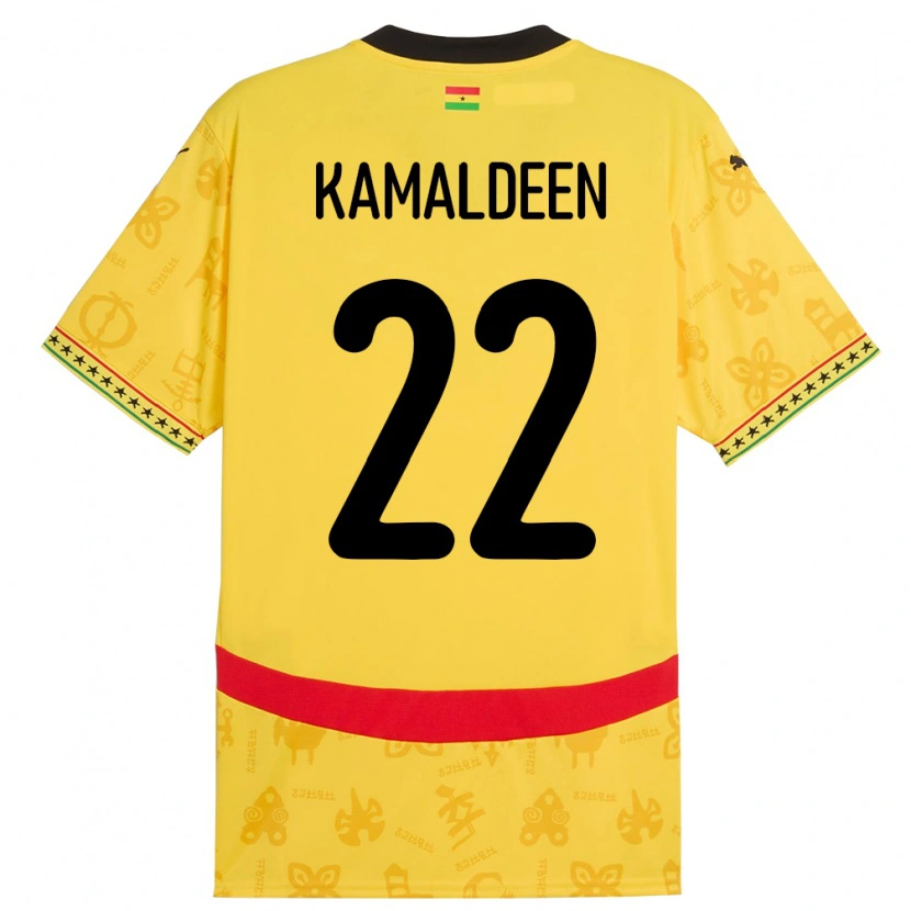Danxen Kinder Ghana Kamaldeen Sulemana #22 Gelb Auswärtstrikot Trikot 24-26 T-Shirt Schweiz