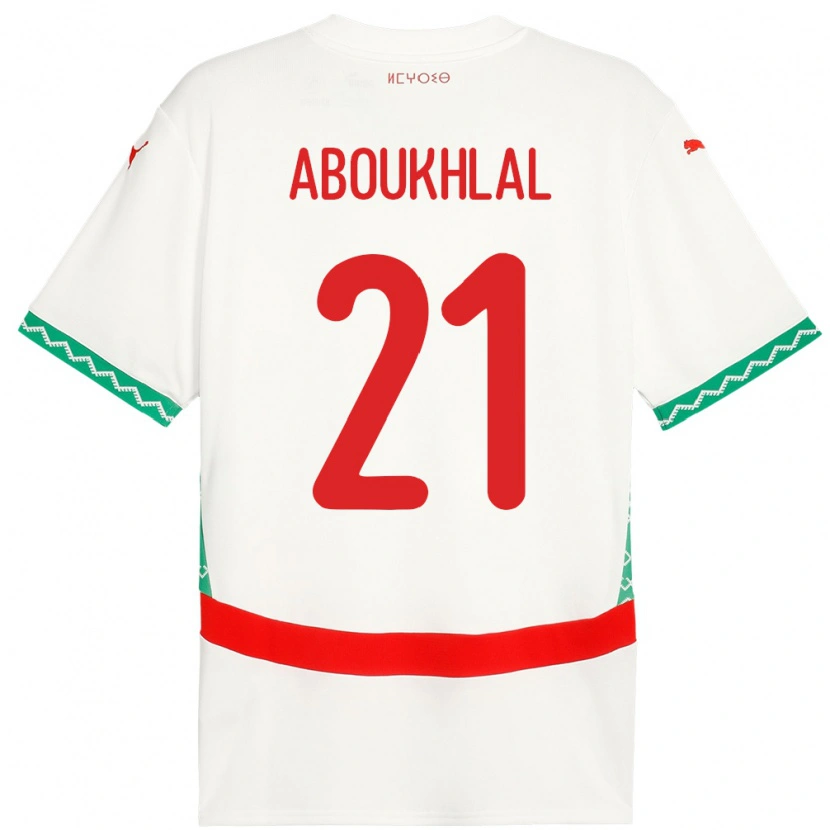 Danxen Kinder Marokko Zakaria Aboukhlal #21 Weiß Auswärtstrikot Trikot 24-26 T-Shirt Schweiz