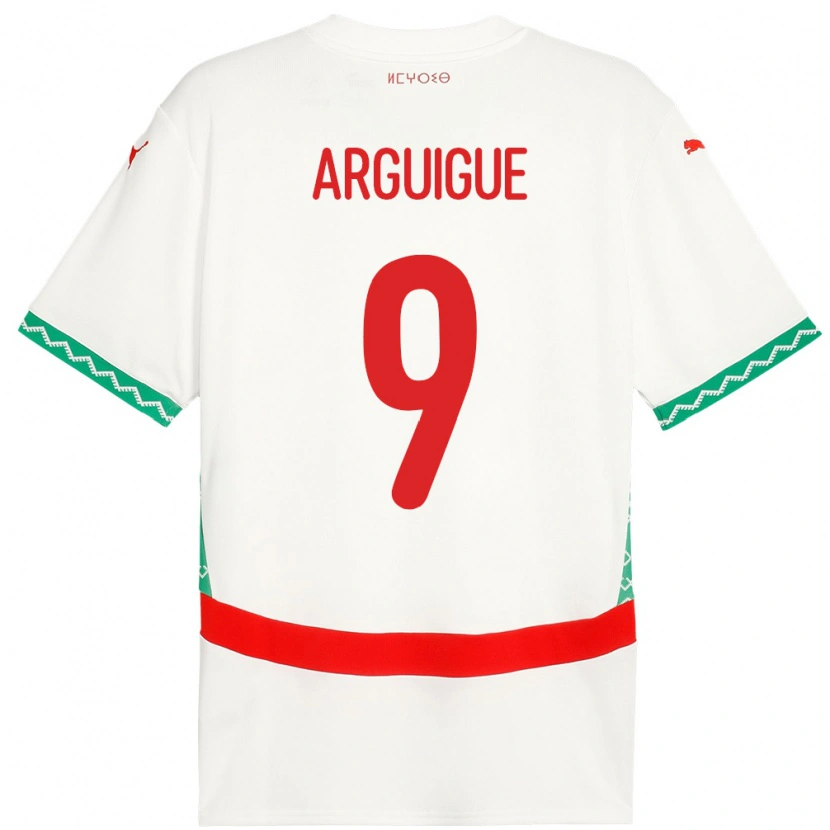 Danxen Kinder Marokko Ayman Arguigue #9 Weiß Auswärtstrikot Trikot 24-26 T-Shirt Schweiz