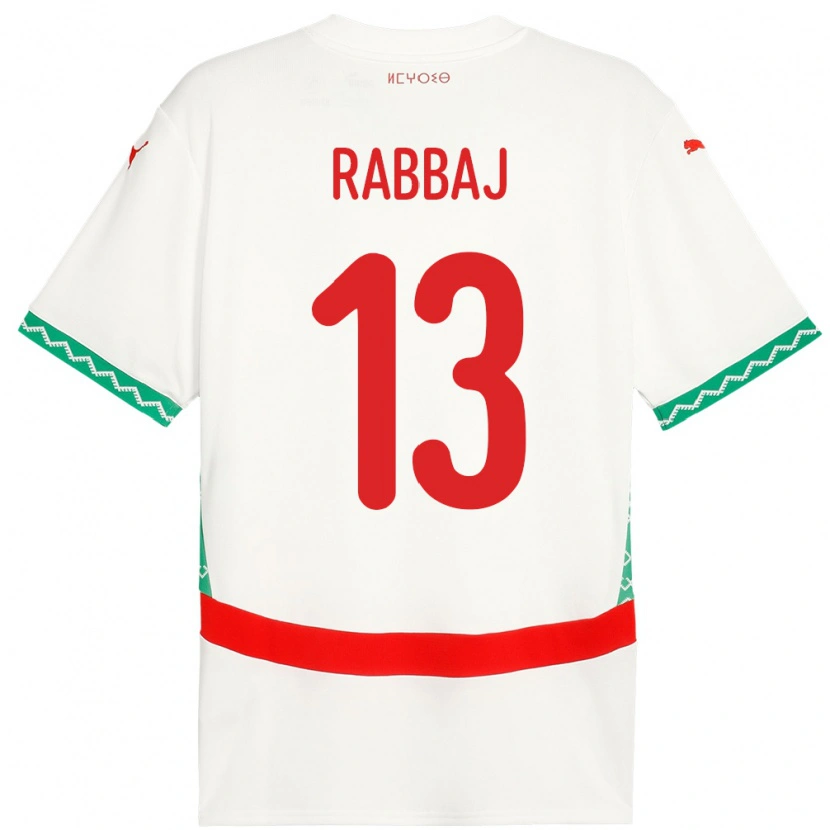 Danxen Kinder Marokko Yusuf Rabbaj #13 Weiß Auswärtstrikot Trikot 24-26 T-Shirt Schweiz