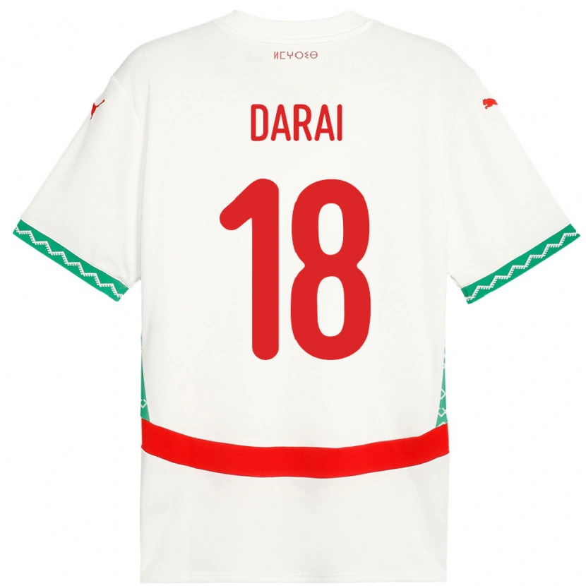Danxen Kinder Marokko Hamza Darai #18 Weiß Auswärtstrikot Trikot 24-26 T-Shirt Schweiz