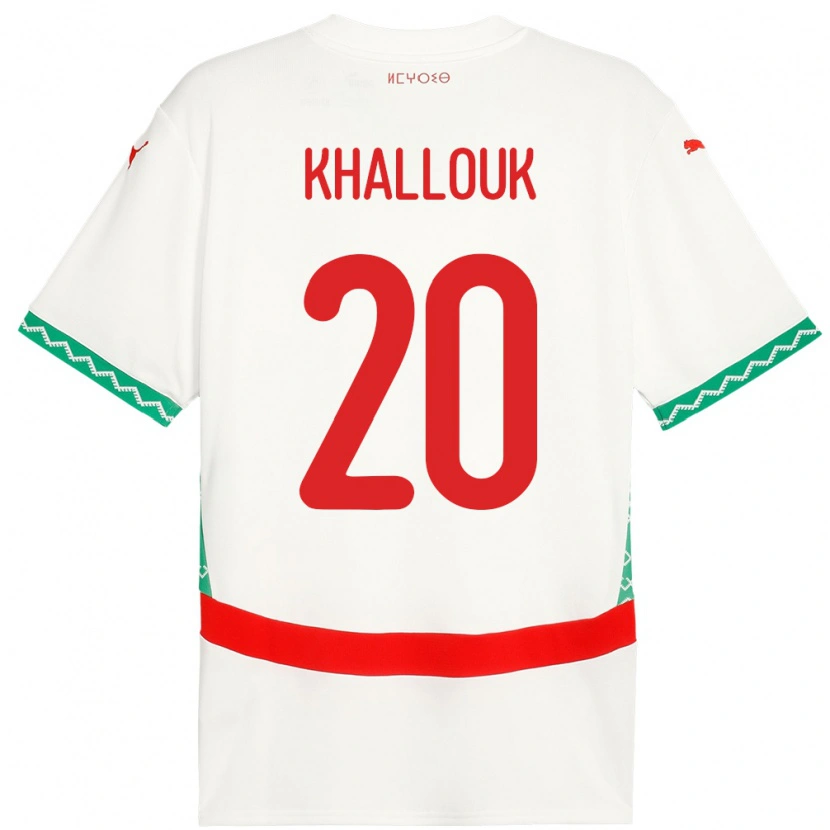 Danxen Kinder Marokko Bachir Khallouk #20 Weiß Auswärtstrikot Trikot 24-26 T-Shirt Schweiz