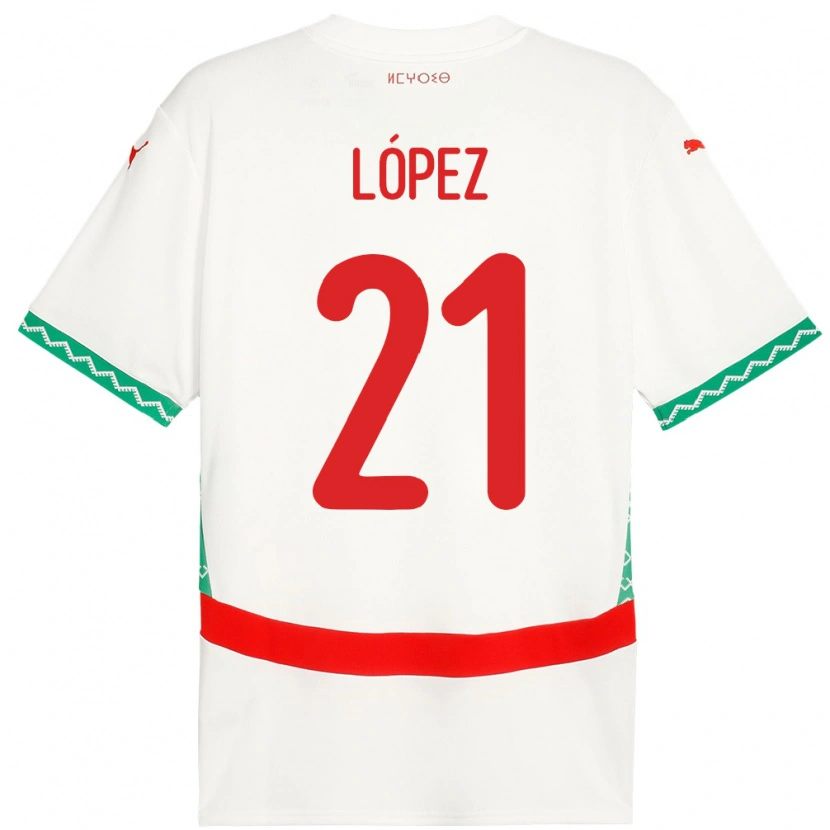Danxen Kinder Marokko Mani López #21 Weiß Auswärtstrikot Trikot 24-26 T-Shirt Schweiz