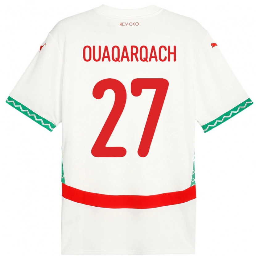 Danxen Kinder Marokko Abdelkader Ouaqarqach #27 Weiß Auswärtstrikot Trikot 24-26 T-Shirt Schweiz