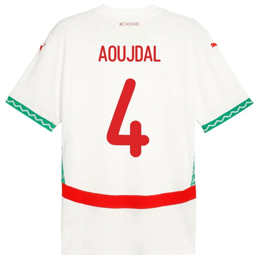 Danxen Kinder Marokko Youssef Aoujdal #4 Weiß Auswärtstrikot Trikot 24-26 T-Shirt Schweiz