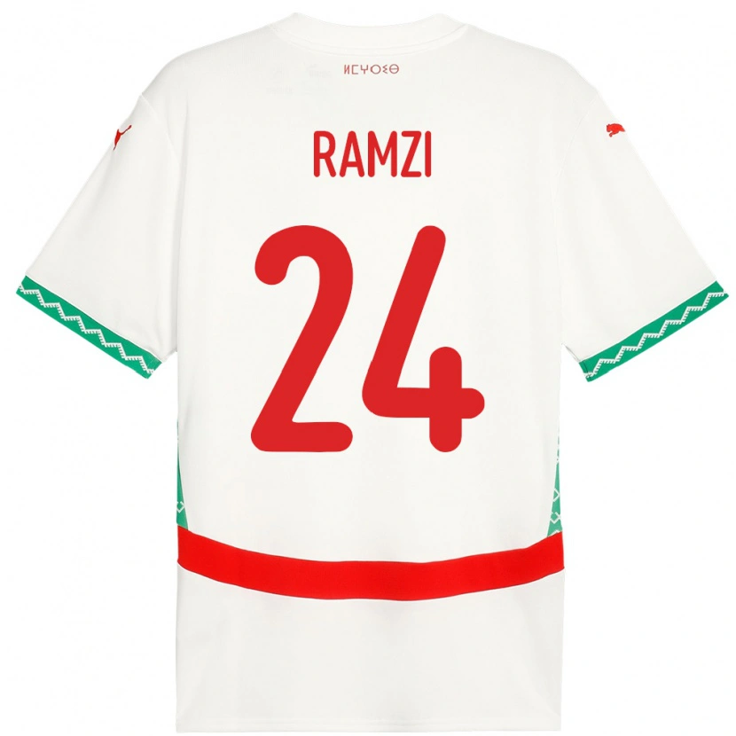 Danxen Kinder Marokko Achraf Ramzi #24 Weiß Auswärtstrikot Trikot 24-26 T-Shirt Schweiz