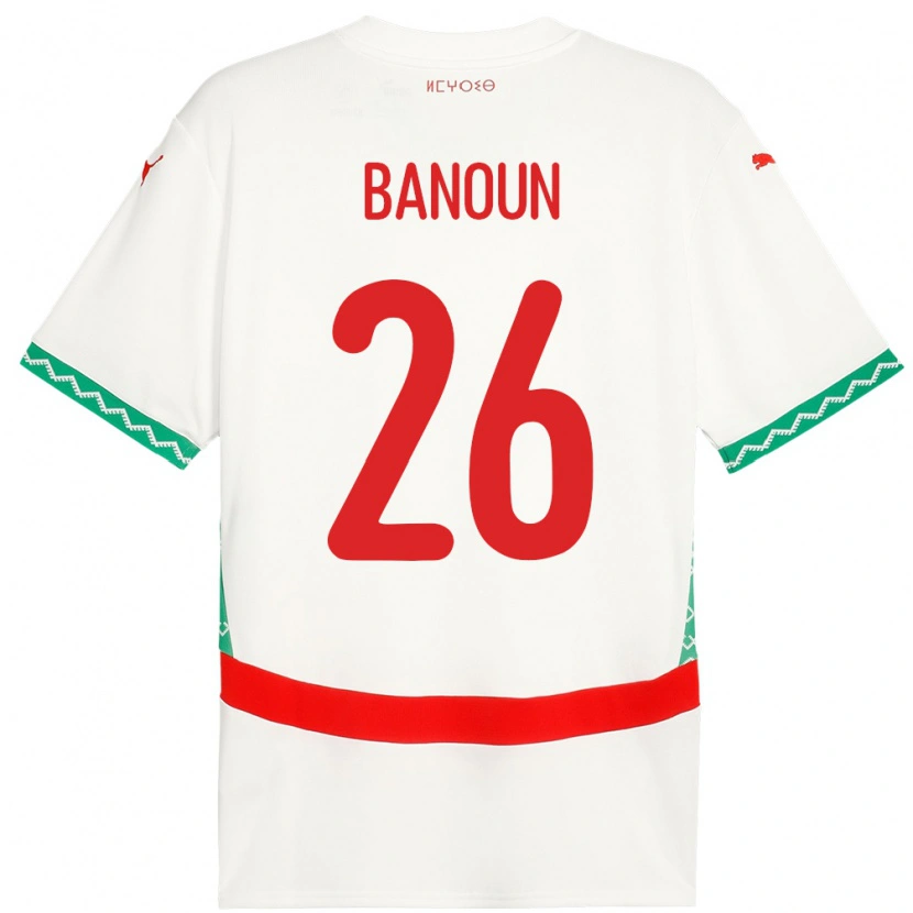 Danxen Kinder Marokko Badr Banoun #26 Weiß Auswärtstrikot Trikot 24-26 T-Shirt Schweiz