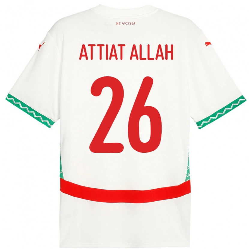 Danxen Kinder Marokko Yahia Attiat-Allah #26 Weiß Auswärtstrikot Trikot 24-26 T-Shirt Schweiz
