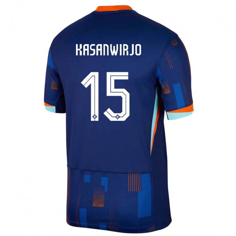 Danxen Kinder Niederlande Neraysho Kasanwirjo #15 Blau Auswärtstrikot Trikot 24-26 T-Shirt Schweiz