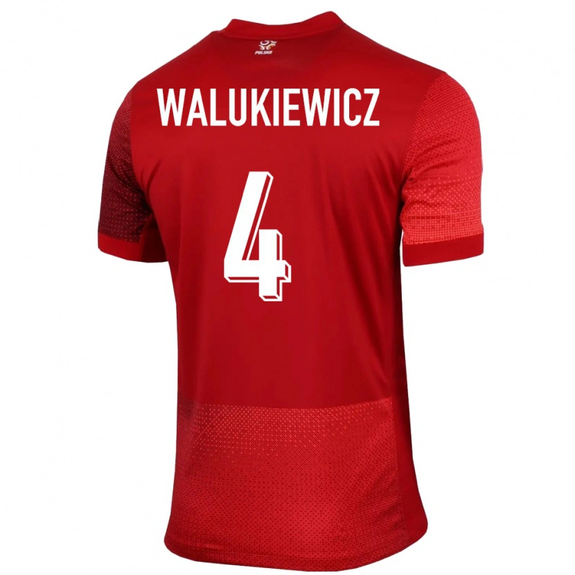 Danxen Kinder Polen Sebastian Walukiewicz #4 Rot Auswärtstrikot Trikot 24-26 T-Shirt Schweiz