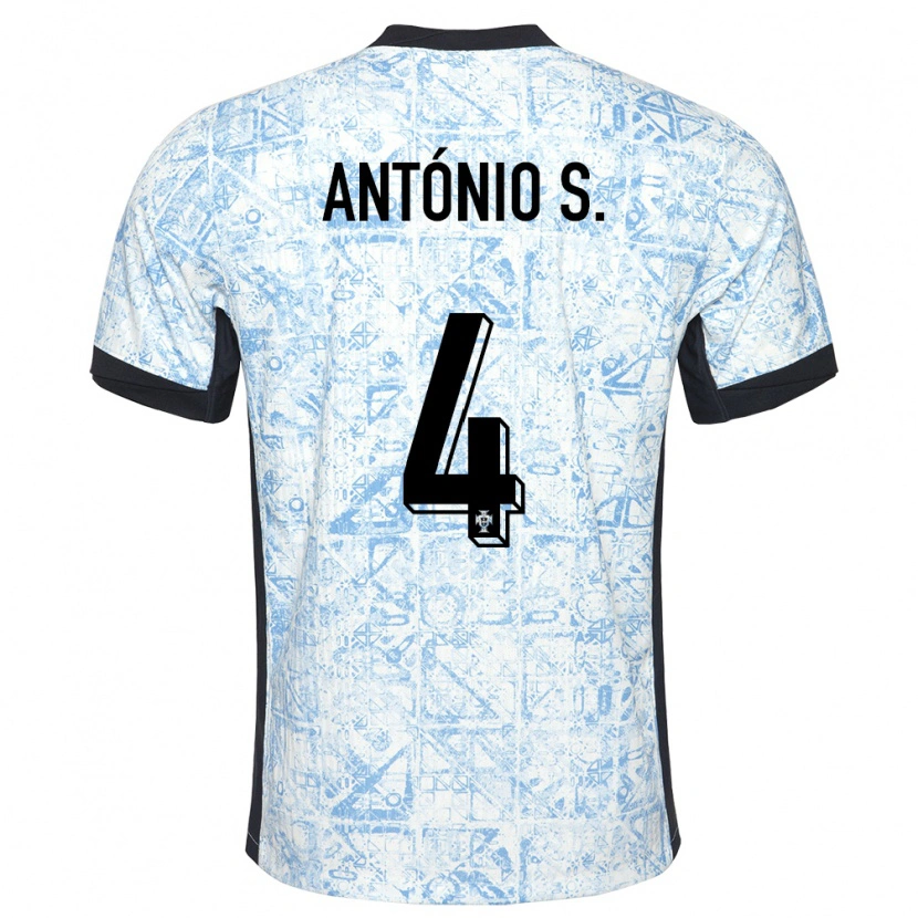 Danxen Kinder Portugal António Silva #4 Cremeblau Auswärtstrikot Trikot 24-26 T-Shirt Schweiz