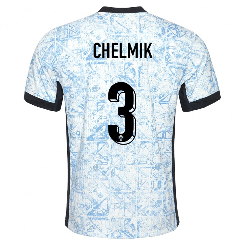 Danxen Kinder Portugal Chelmik #3 Cremeblau Auswärtstrikot Trikot 24-26 T-Shirt Schweiz