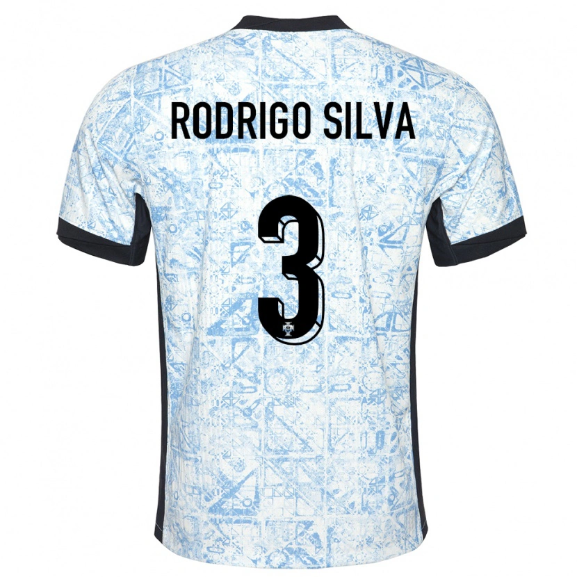 Danxen Kinder Portugal Rodrigo Silva #3 Cremeblau Auswärtstrikot Trikot 24-26 T-Shirt Schweiz