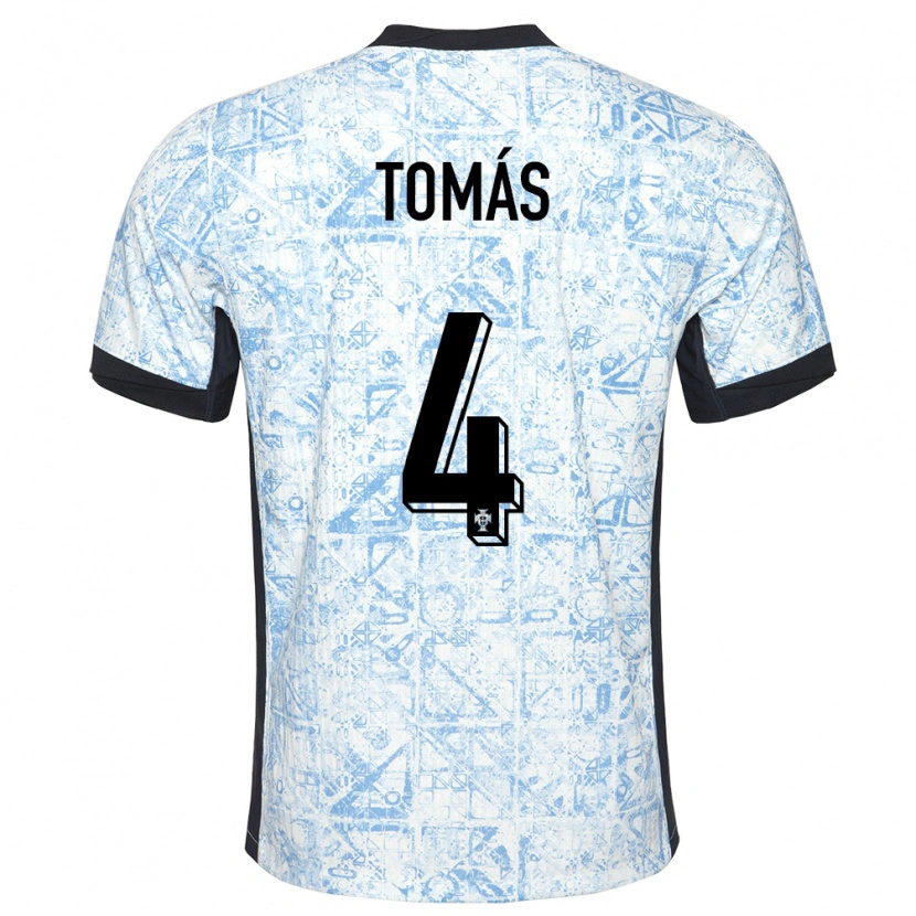 Danxen Kinder Portugal Tomás Ferreira #4 Cremeblau Auswärtstrikot Trikot 24-26 T-Shirt Schweiz