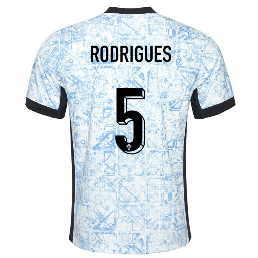 Danxen Kinder Portugal Rafa Rodrigues #5 Cremeblau Auswärtstrikot Trikot 24-26 T-Shirt Schweiz
