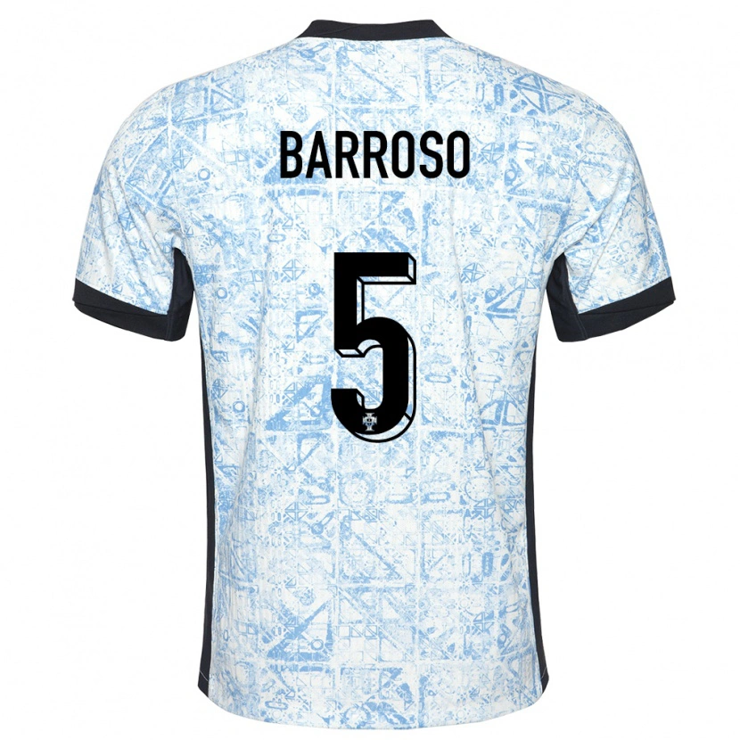 Danxen Kinder Portugal Leonardo Barroso #5 Cremeblau Auswärtstrikot Trikot 24-26 T-Shirt Schweiz