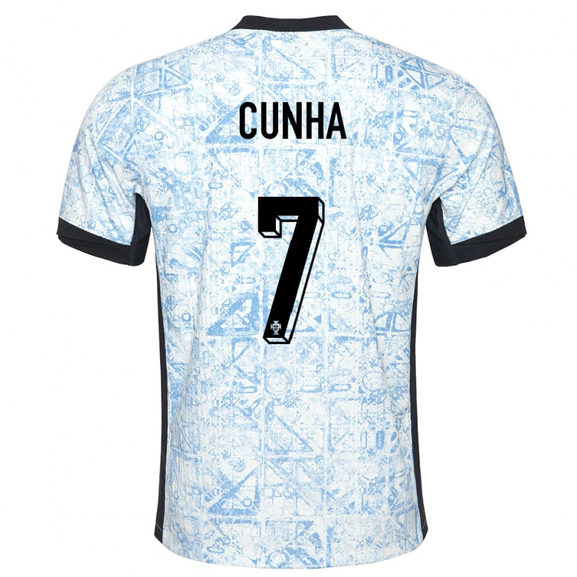 Danxen Kinder Portugal Duarte Cunha #7 Cremeblau Auswärtstrikot Trikot 24-26 T-Shirt Schweiz