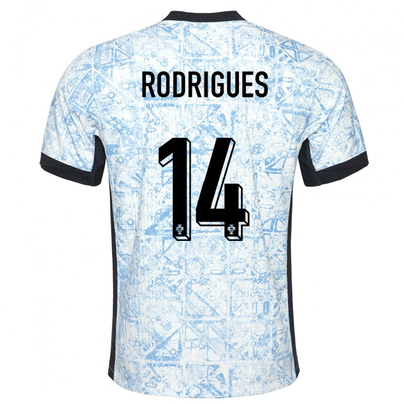 Danxen Kinder Portugal Diego Rodrigues #14 Cremeblau Auswärtstrikot Trikot 24-26 T-Shirt Schweiz