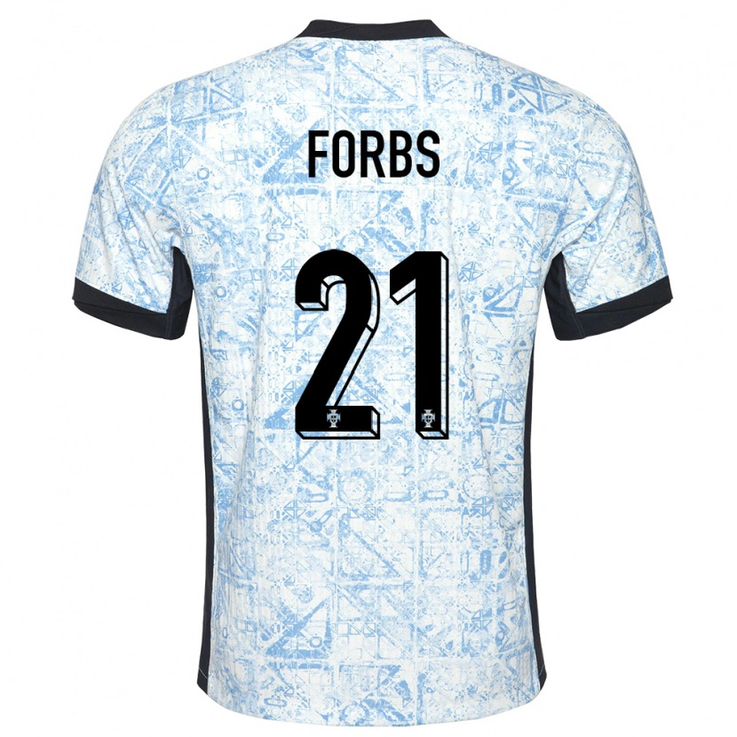 Danxen Kinder Portugal Carlos Forbs #21 Cremeblau Auswärtstrikot Trikot 24-26 T-Shirt Schweiz