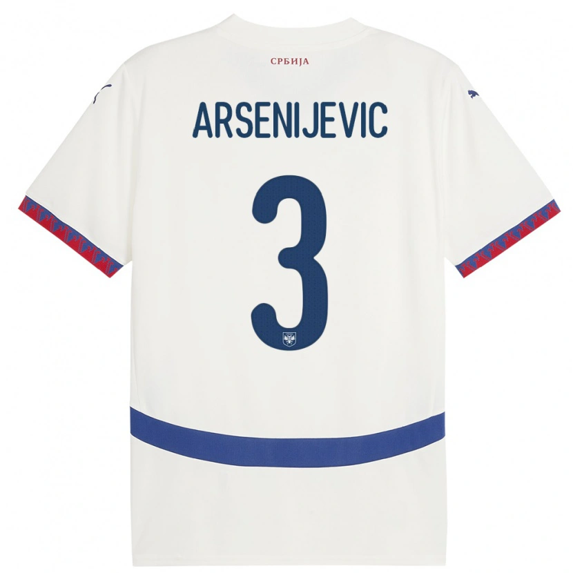 Danxen Kinder Serbien Andrej Arsenijevic #3 Weiß Auswärtstrikot Trikot 24-26 T-Shirt Schweiz