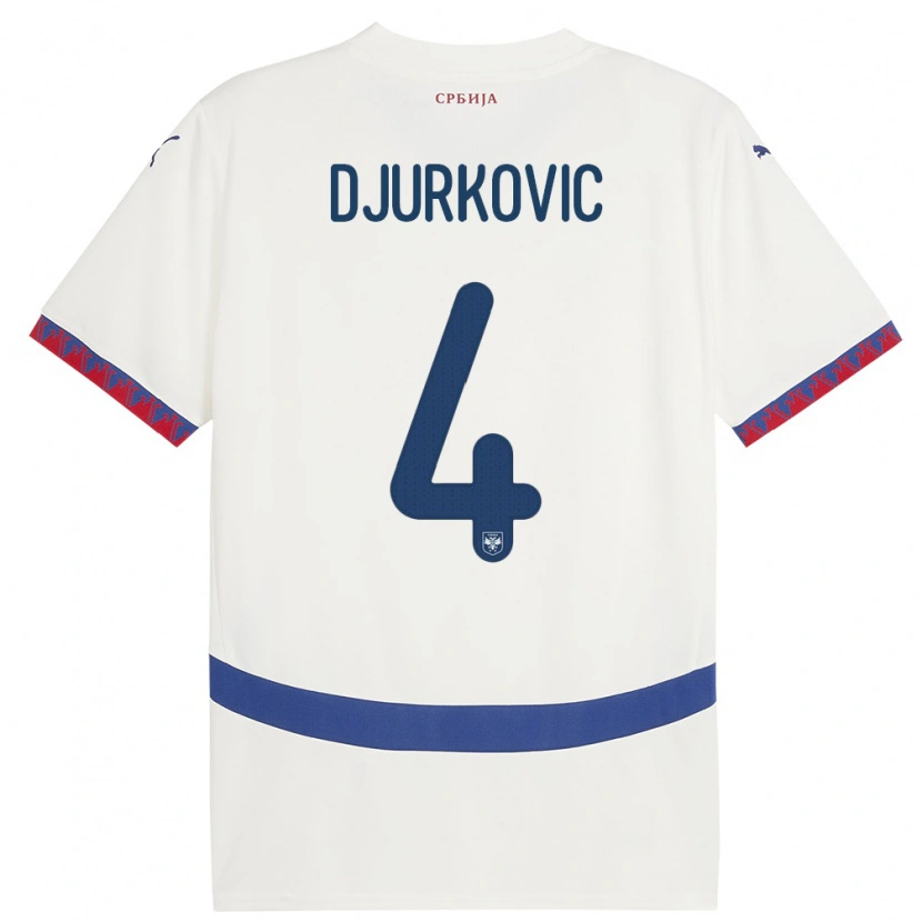 Danxen Kinder Serbien Jagos Djurkovic #4 Weiß Auswärtstrikot Trikot 24-26 T-Shirt Schweiz