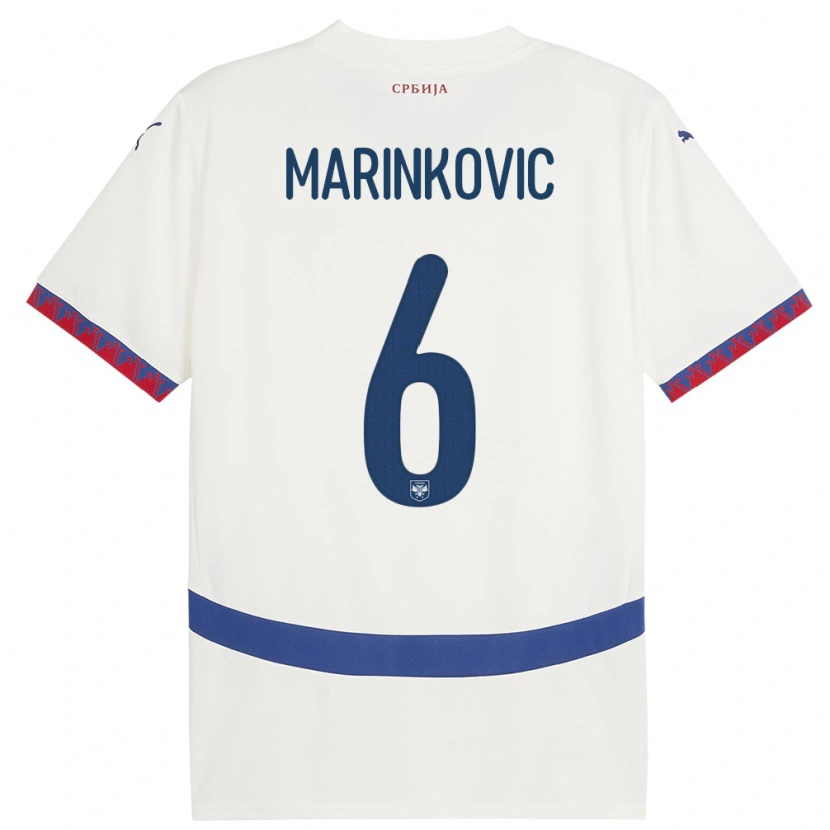 Danxen Kinder Serbien Vojin Marinkovic #6 Weiß Auswärtstrikot Trikot 24-26 T-Shirt Schweiz