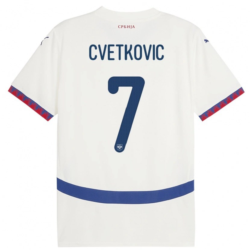 Danxen Kinder Serbien Mihajlo Cvetkovic #7 Weiß Auswärtstrikot Trikot 24-26 T-Shirt Schweiz