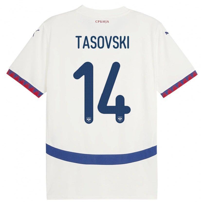 Danxen Kinder Serbien Vasil Tasovski #14 Weiß Auswärtstrikot Trikot 24-26 T-Shirt Schweiz