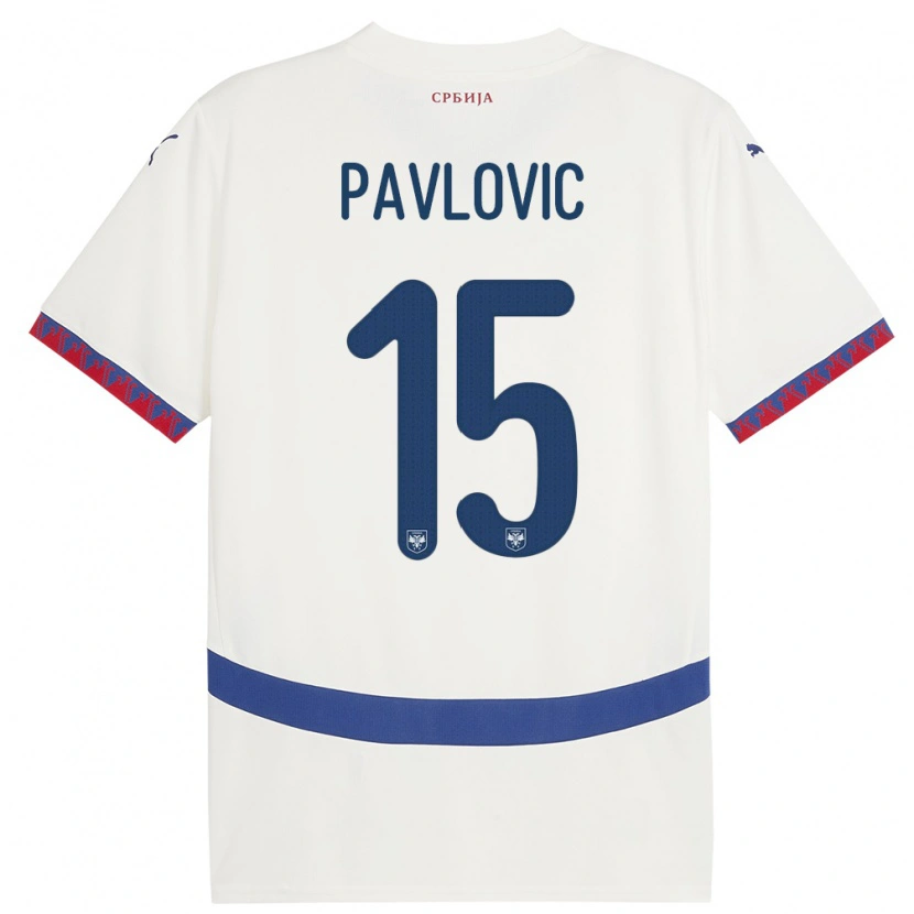 Danxen Kinder Serbien Dusan Pavlovic #15 Weiß Auswärtstrikot Trikot 24-26 T-Shirt Schweiz