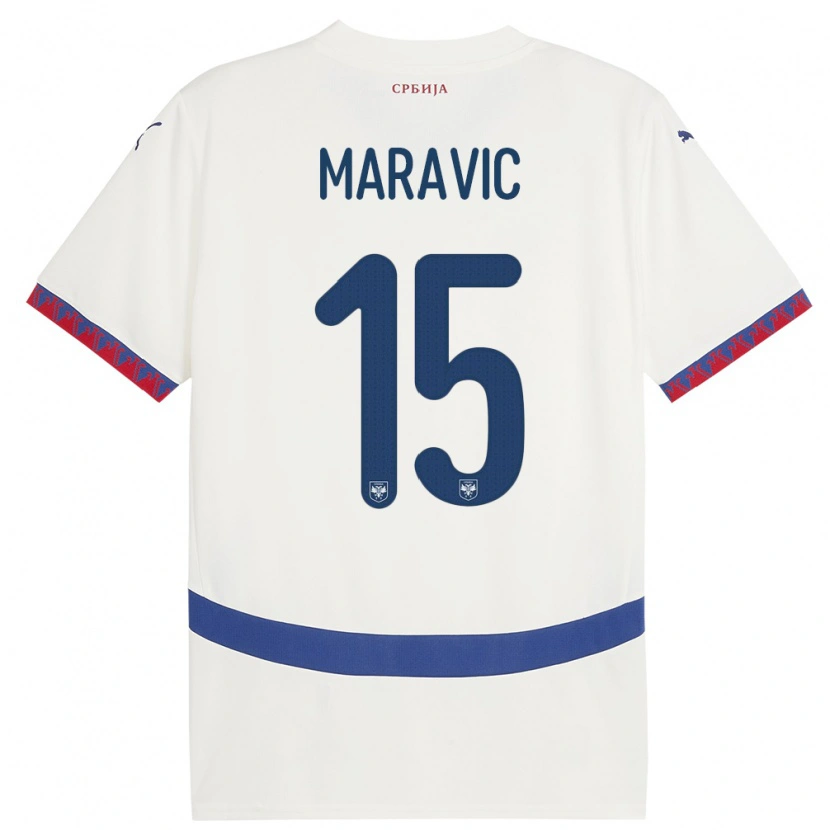 Danxen Kinder Serbien Mateo Maravic #15 Weiß Auswärtstrikot Trikot 24-26 T-Shirt Schweiz