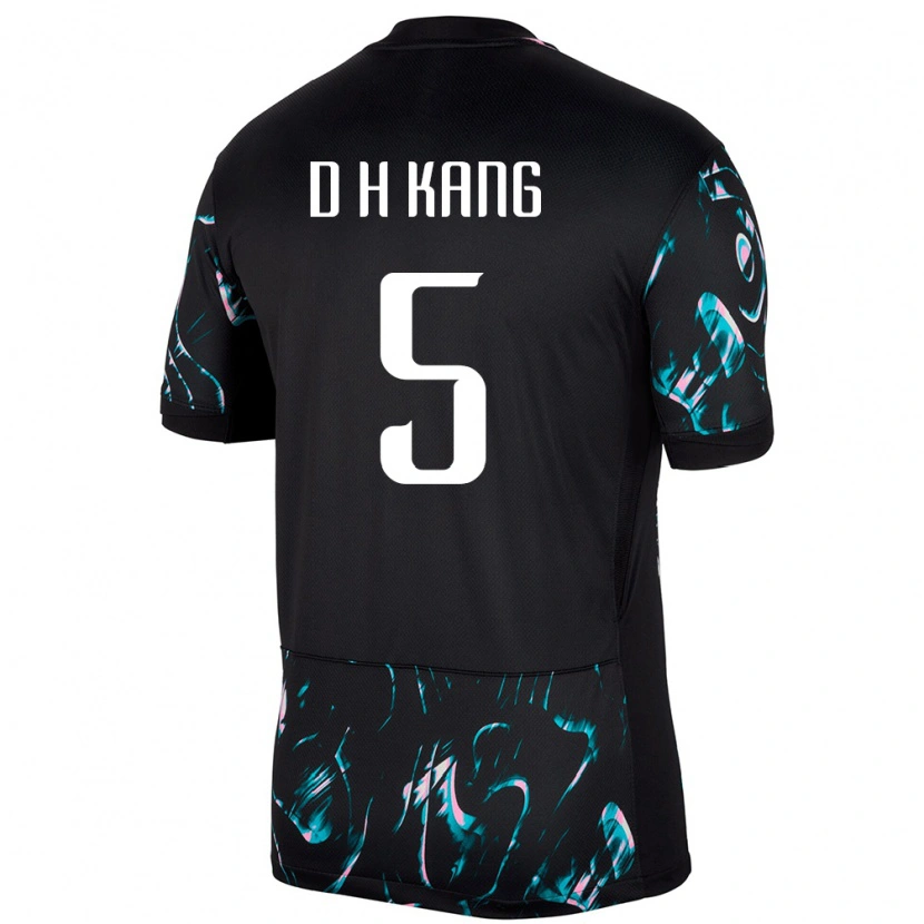 Danxen Kinder Südkorea Dong-Hwi Kang #5 Schwarz Auswärtstrikot Trikot 24-26 T-Shirt Schweiz