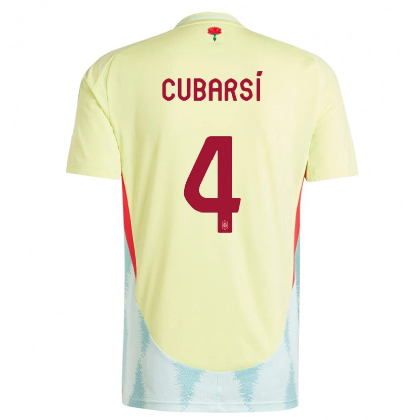 Danxen Kinder Spanien Pau Cubarsí #4 Gelb Auswärtstrikot Trikot 24-26 T-Shirt Schweiz