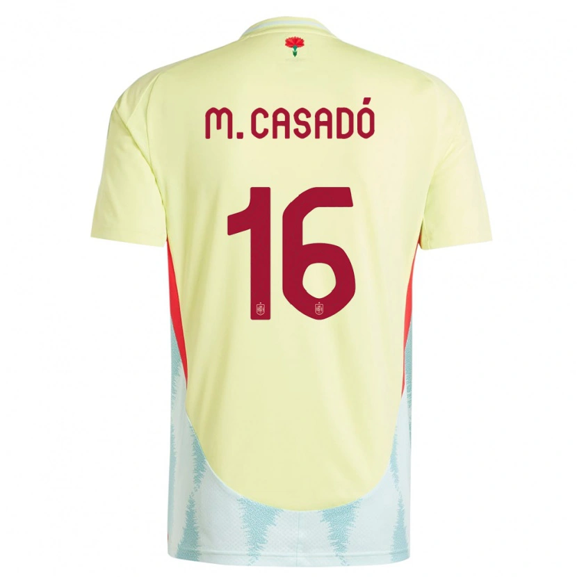 Danxen Kinder Spanien Marc Casadó #16 Gelb Auswärtstrikot Trikot 24-26 T-Shirt Schweiz