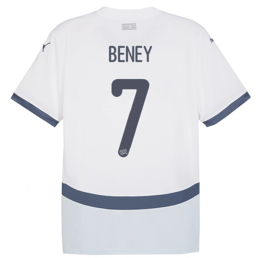 Danxen Kinder Schweiz Roméo Beney #7 Weiß Auswärtstrikot Trikot 24-26 T-Shirt Schweiz