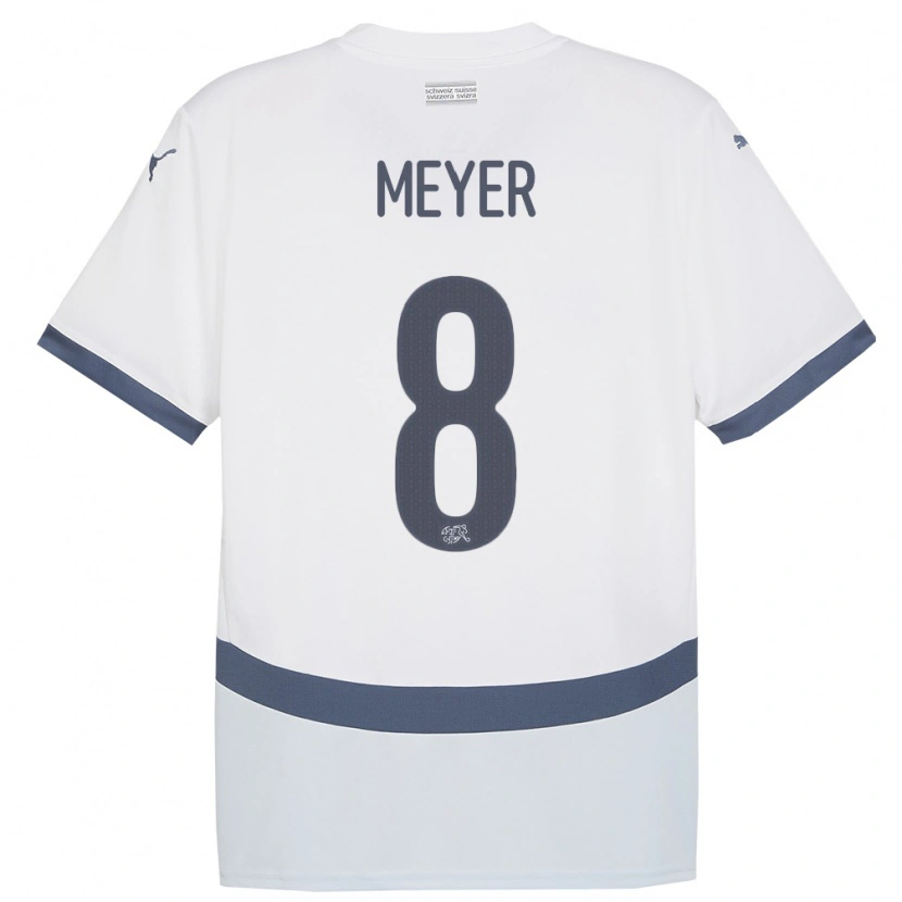 Danxen Kinder Schweiz Tim Meyer #8 Weiß Auswärtstrikot Trikot 24-26 T-Shirt Schweiz