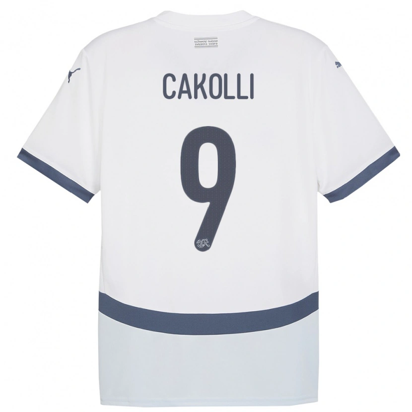 Danxen Kinder Schweiz Dion Cakolli #9 Weiß Auswärtstrikot Trikot 24-26 T-Shirt Schweiz