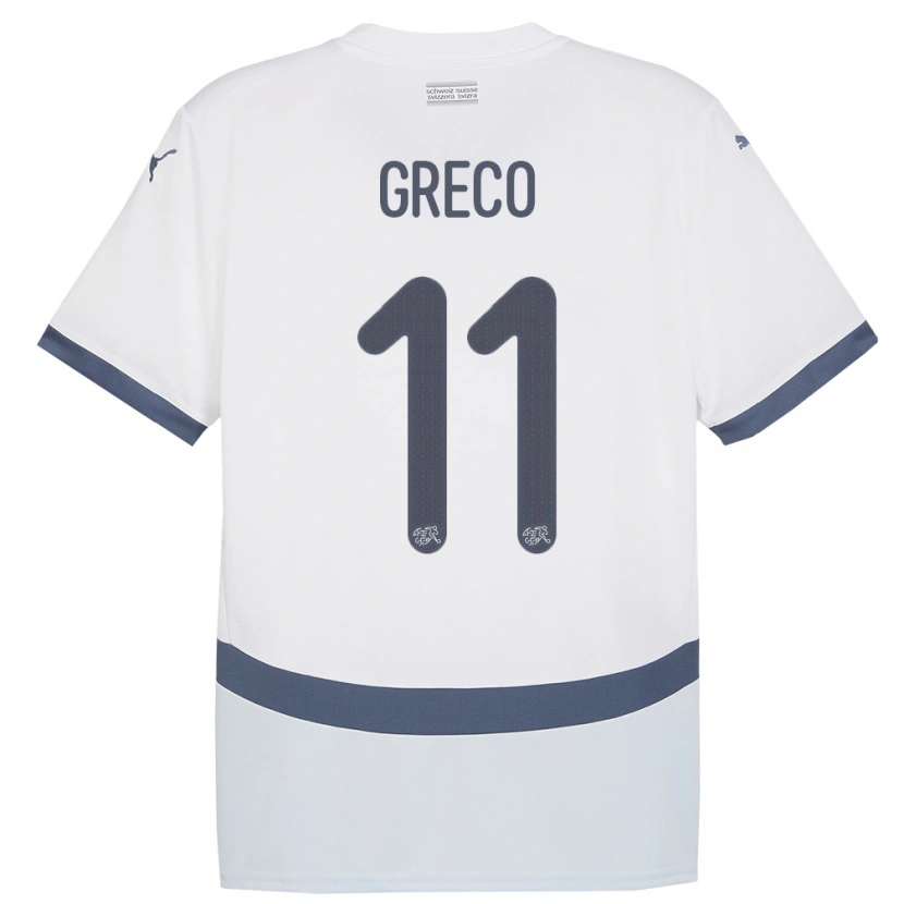 Danxen Kinder Schweiz Mario Greco #11 Weiß Auswärtstrikot Trikot 24-26 T-Shirt Schweiz