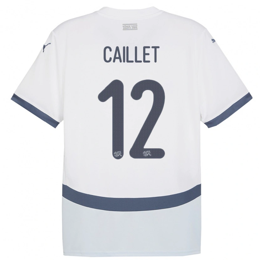 Danxen Kinder Schweiz Simon Caillet #12 Weiß Auswärtstrikot Trikot 24-26 T-Shirt Schweiz