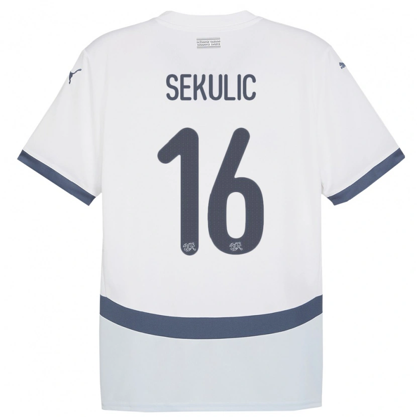 Danxen Kinder Schweiz Aleksandar Sekulic #16 Weiß Auswärtstrikot Trikot 24-26 T-Shirt Schweiz