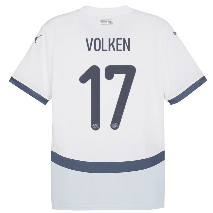 Danxen Kinder Schweiz Neil Volken #17 Weiß Auswärtstrikot Trikot 24-26 T-Shirt Schweiz