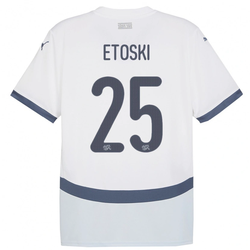 Danxen Kinder Schweiz Edin Etoski #25 Weiß Auswärtstrikot Trikot 24-26 T-Shirt Schweiz