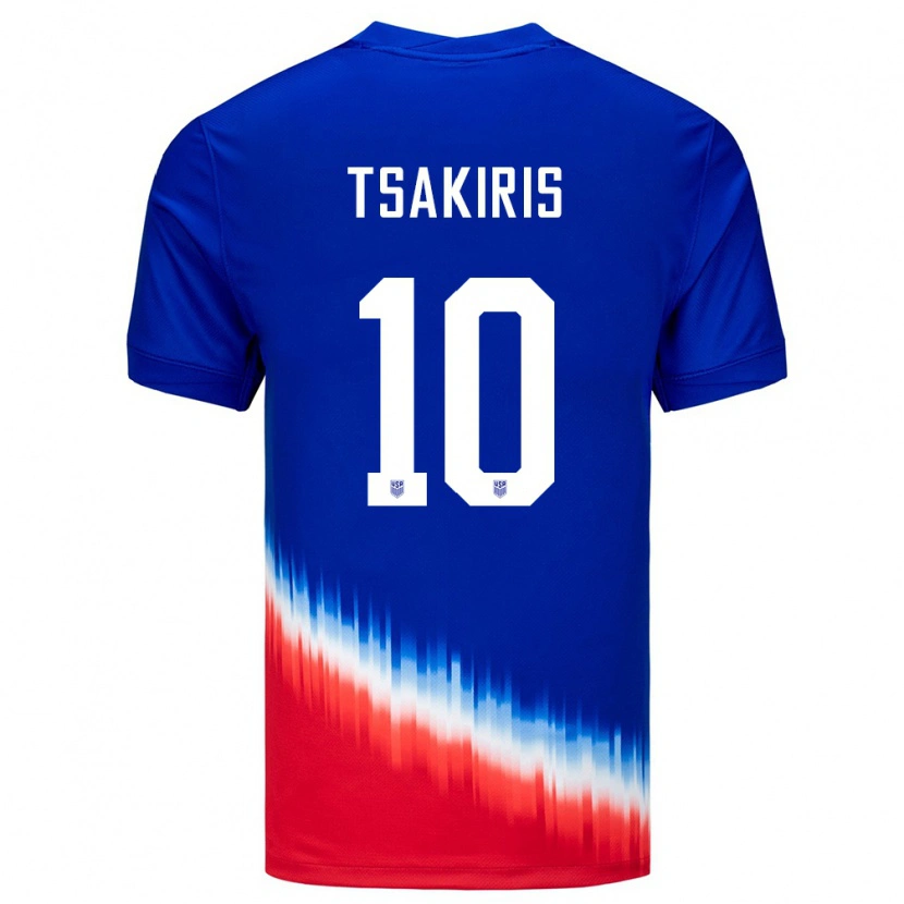 Danxen Kinder Vereinigte Staaten Niko Tsakiris #10 Blau Auswärtstrikot Trikot 24-26 T-Shirt Schweiz