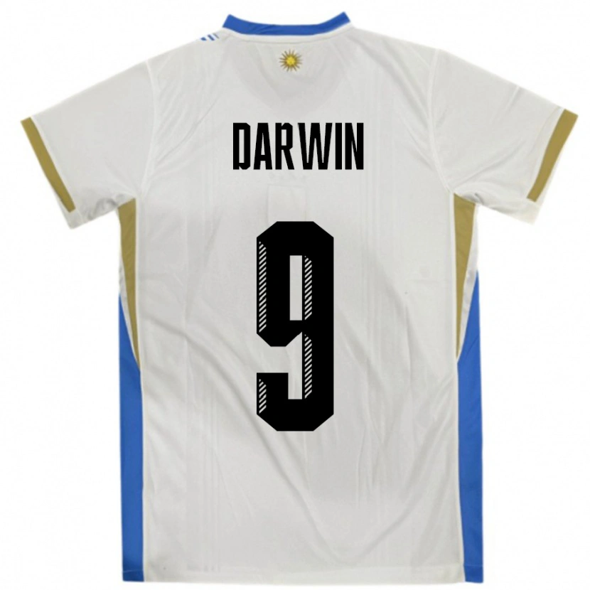 Danxen Kinder Uruguay Darwin Núñez #9 Weiß Blau Auswärtstrikot Trikot 24-26 T-Shirt Schweiz