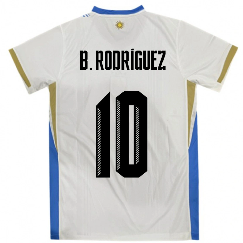 Danxen Kinder Uruguay Brian Rodríguez #10 Weiß Blau Auswärtstrikot Trikot 24-26 T-Shirt Schweiz