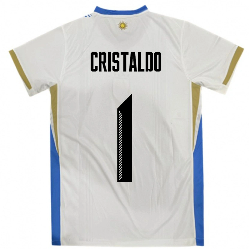 Danxen Kinder Uruguay Fabian Cristaldo #1 Weiß Blau Auswärtstrikot Trikot 24-26 T-Shirt Schweiz
