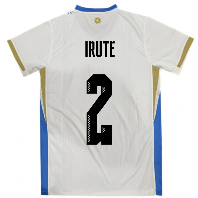 Danxen Kinder Uruguay Ezequiel Irute #2 Weiß Blau Auswärtstrikot Trikot 24-26 T-Shirt Schweiz