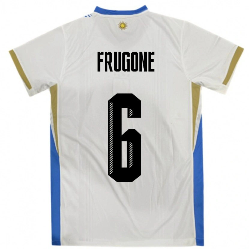 Danxen Kinder Uruguay Axel Frugone #6 Weiß Blau Auswärtstrikot Trikot 24-26 T-Shirt Schweiz