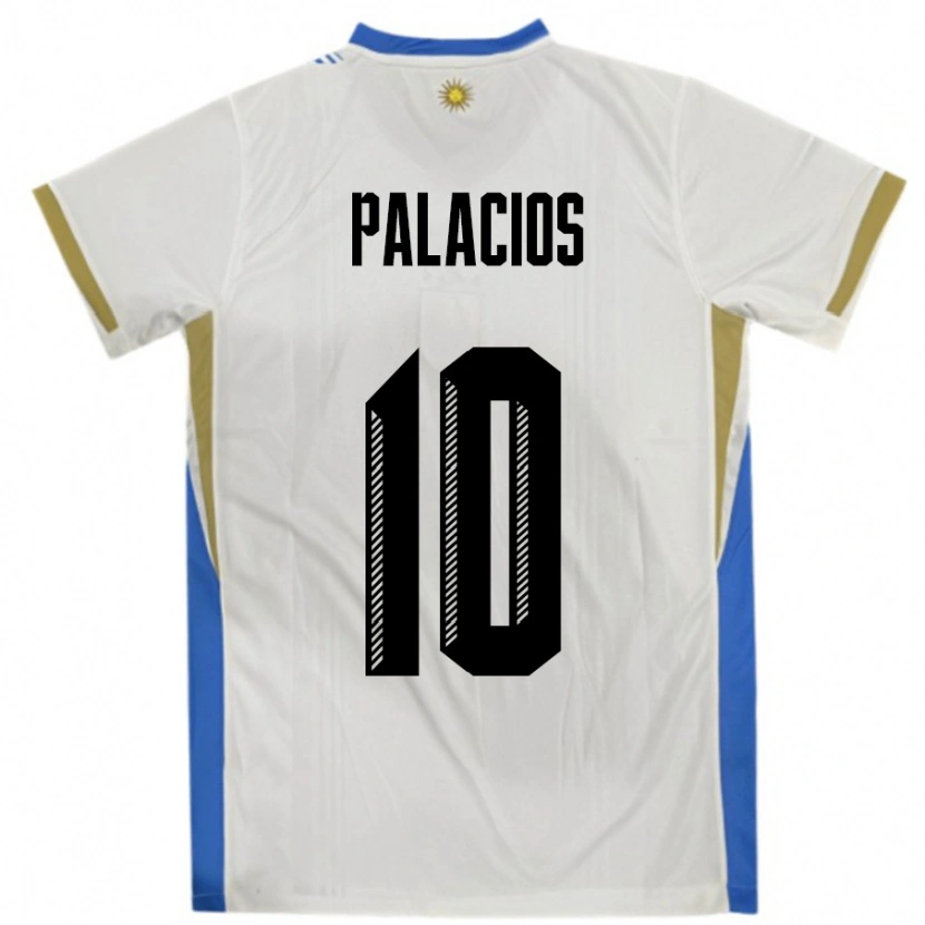 Danxen Kinder Uruguay Tiago Palacios #10 Weiß Blau Auswärtstrikot Trikot 24-26 T-Shirt Schweiz