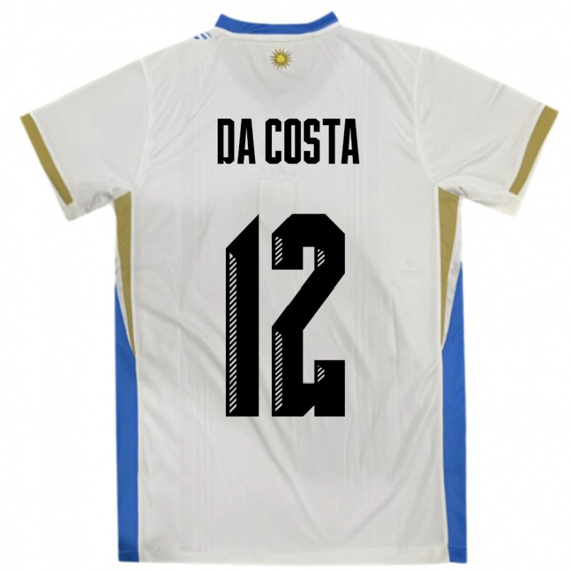 Danxen Kinder Uruguay Paulo Da Costa #12 Weiß Blau Auswärtstrikot Trikot 24-26 T-Shirt Schweiz